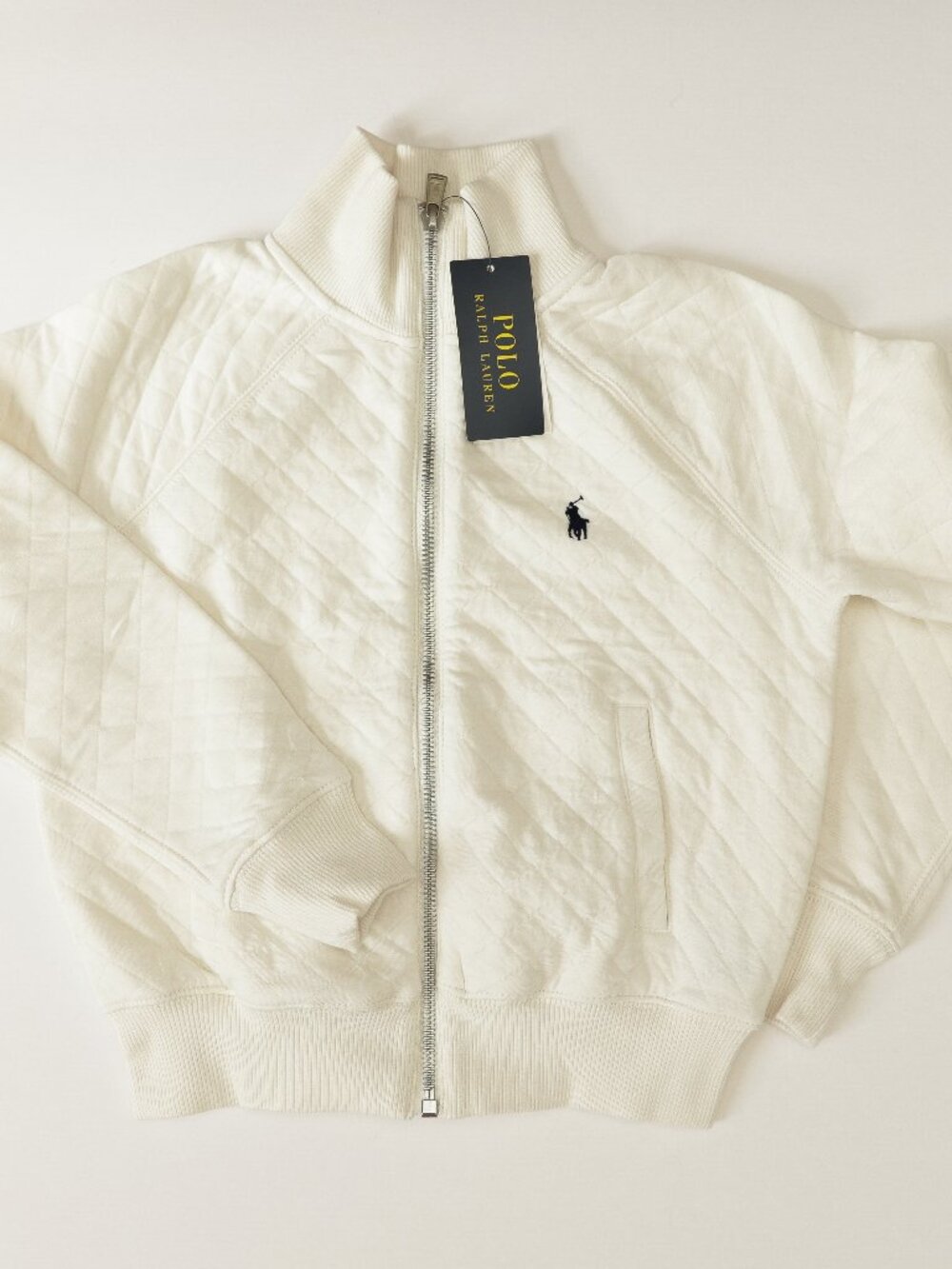 Ralph Lauren Polo Zip Up Sweater White Childs 8-10 NWT